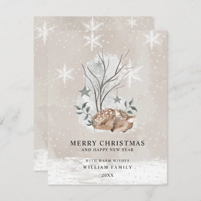 Minimalist Merry Christmas Holiday Card (Front/Back)