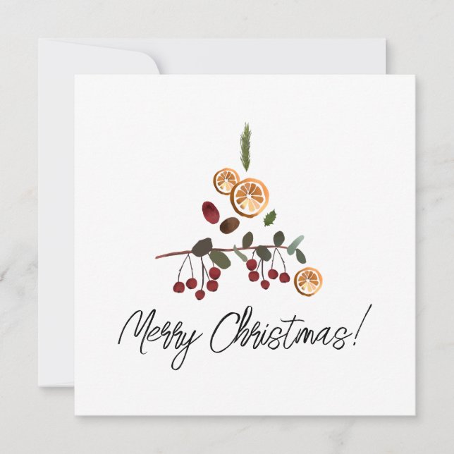 Minimalist Merry Christmas Holiday forest foliage  (Front)