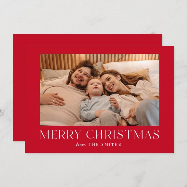 Minimalist Merry Christmas Holiday Photo Card (Front/Back)