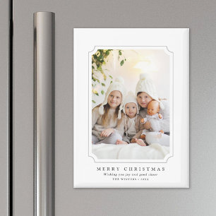 Minimalist Merry Christmas Holiday Photo Magnet
