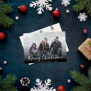 Minimalist Merry Christmas Modern Family Photo Holiday Card