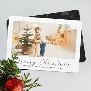 Minimalist Merry Christmas Modern Photo Holiday Card
