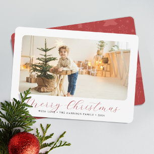 Minimalist Merry Christmas Modern Photo Holiday Card
