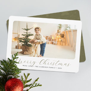 Minimalist Merry Christmas Modern Photo  Holiday Card