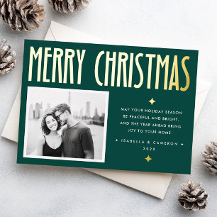 Minimalist Merry Christmas modern retro dark green