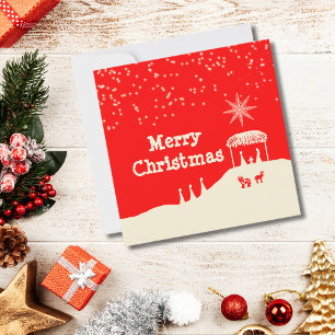 Minimalist Merry Christmas Nativity Scene Card