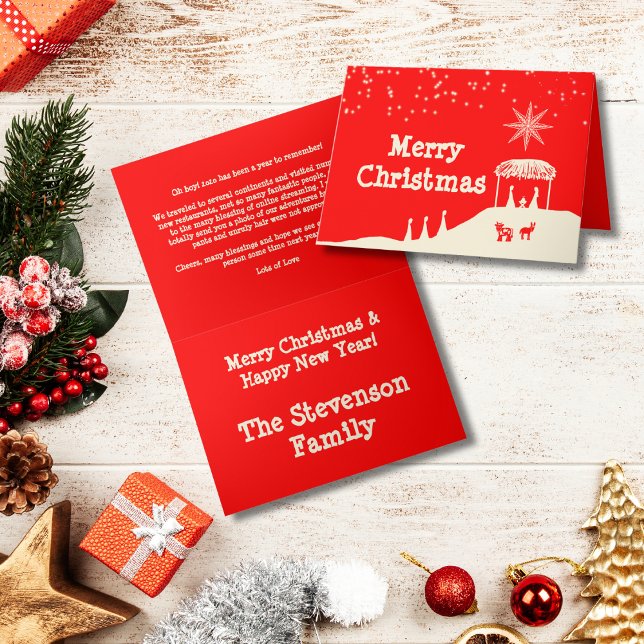 Minimalist Merry Christmas Nativity Scene Holiday Card (Creator Uploaded)