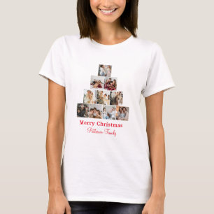 Minimalist Merry Christmas Photo Collage T-Shirt