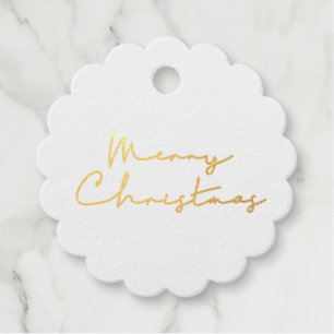 Minimalist Merry Christmas real gold foil Favour Tags