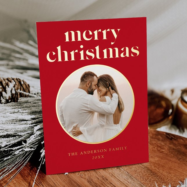 Minimalist Merry Christmas Red Photo (Creator Uploaded)