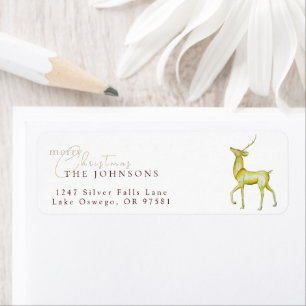 Minimalist Merry Christmas Reindeer Return Address