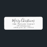 Minimalist Merry Christmas Return Address Label<br><div class="desc">These minimalist Merry Christmas return address labels are perfect for a simple holiday card or invitation. The design features classic black and white typography paired with a rustic yet elegant script font with hand lettered style.</div>