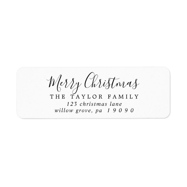 Minimalist Merry Christmas Return Address Label (Front)