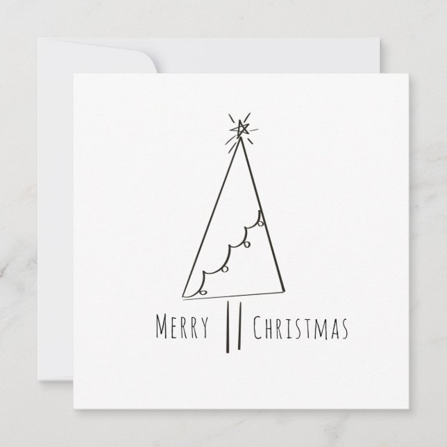 Minimalist Merry Christmas Tree Line Art (Front)
