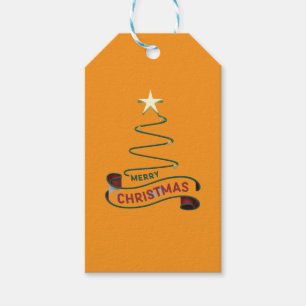 Minimalist Merry Christmas Tree with Star Design Gift Tags