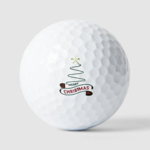 Minimalist Merry Christmas Tree with Star Design Golf Balls
