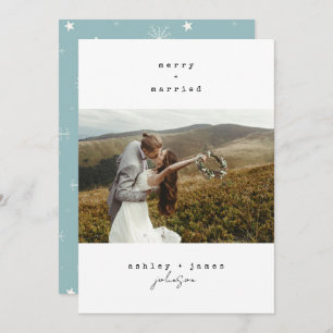 Minimalist Merry & Married Christmas 1 Photo Holiday Card