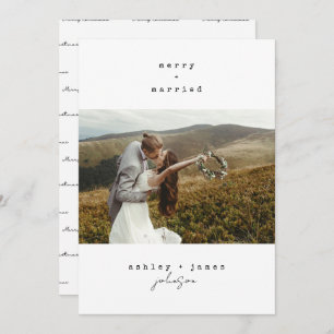 Minimalist Merry & Married Christmas Photo  Holiday Card