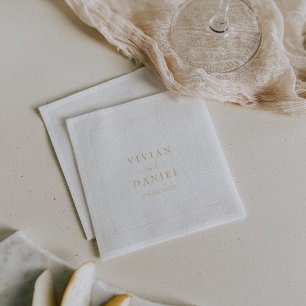 Minimalist Metallic Gold Foil Wedding Foil Napkins