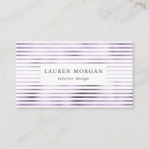 minimalist metallic lavander stripes business card