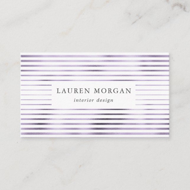 minimalist metallic lavander stripes business card (Front)