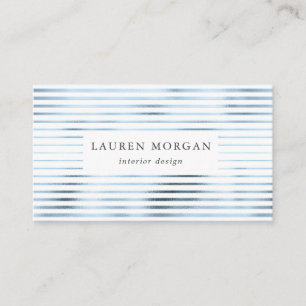 minimalist metallic sky blue stripes business card