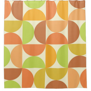Minimalist Mid Century Half Circles Pattern Shower Curtain