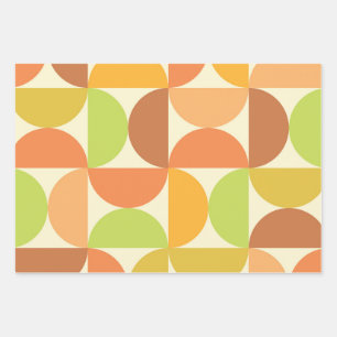 Minimalist Mid Century Half Circles Pattern  Wrapping Paper Sheet