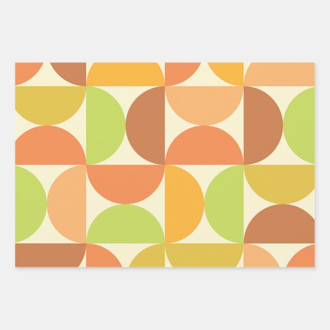 Minimalist Mid Century Half Circles Pattern  Wrapping Paper Sheet (Front)