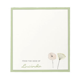 Minimalist Mid-century Modern Flowers Personalized Notepad