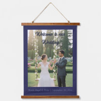 Minimalist Midnight Blue 26x36 Photo Welcome Sign