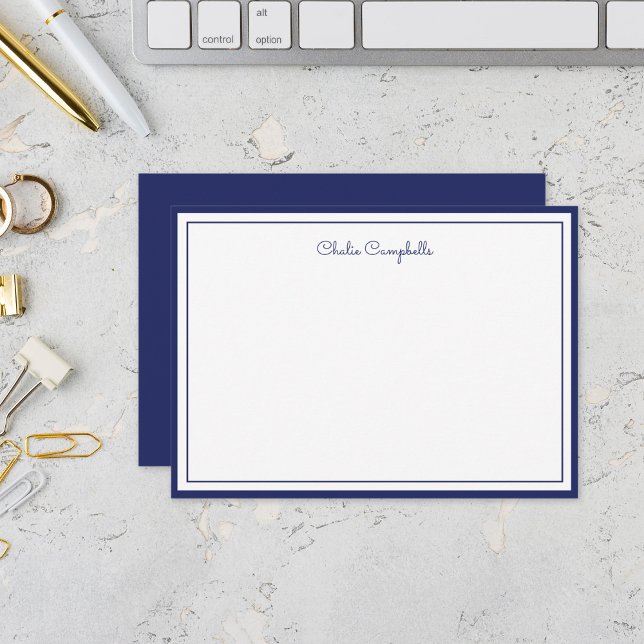 Minimalist Midnight Blue, 2 Borders, signature Card (Creator Uploaded)