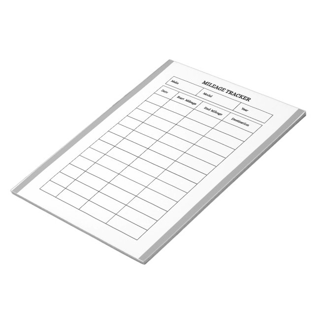 Minimalist Mileage Tracker Notepad (Angled)