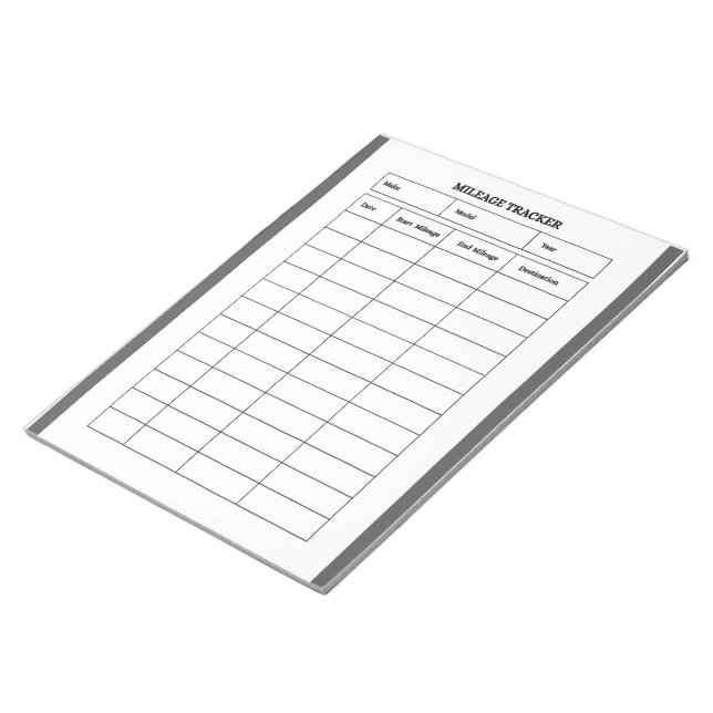 Minimalist Mileage Tracker Notepad (Angled)