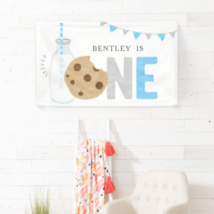 Minimalist Milk and Cookies Birthday Backdrop Banner