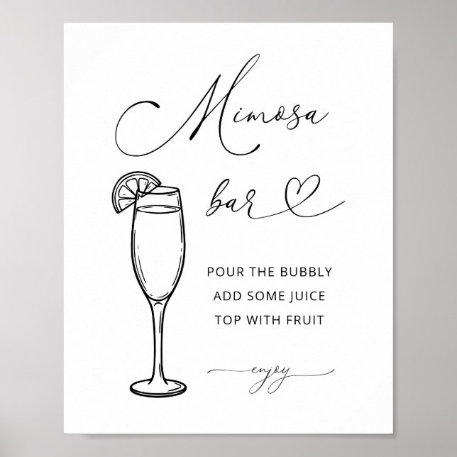 Minimalist Mimosa Bar Party Sign (Front)