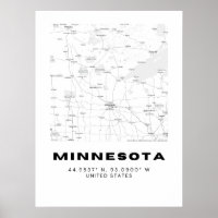 Minimalist Minnesota Map Art - Black and White