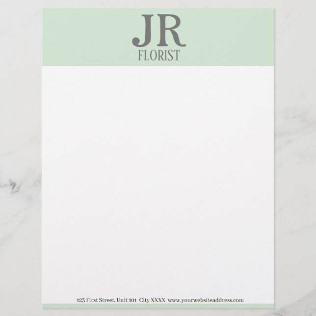 Minimalist mint green custom letterhead (Front)