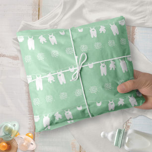 Minimalist Mint Green Gender Neutral Baby Shower Tissue Paper