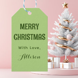 Minimalist Mint Green Retro Merry Christmas Gift Tags