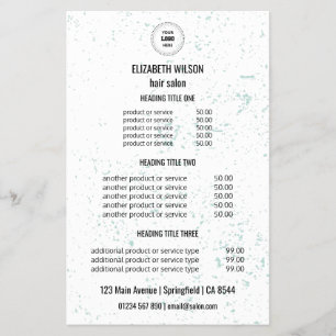 Minimalist Mint Speckle Hair Salon Service Flyer
