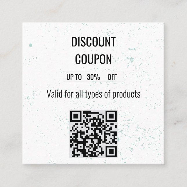Minimalist Mint Speckled Discount Coupon Card with (Front)