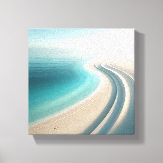 Minimalist Misty Coastline with Elegant Sand Curve Canvas Print
