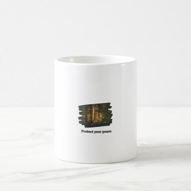Minimalist Misty Forest Protect Your Peace Coffee  Mug (Center)