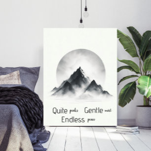 Minimalist Misty Mountain Silhouette Wall Art