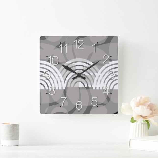 Minimalist Mixed Boho Arches Square Wall Clock (Home)