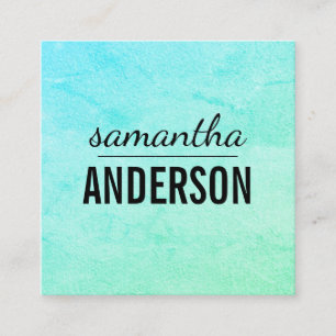 Minimalist Mixed Fonts / Aqua Green Texture Square Business Card