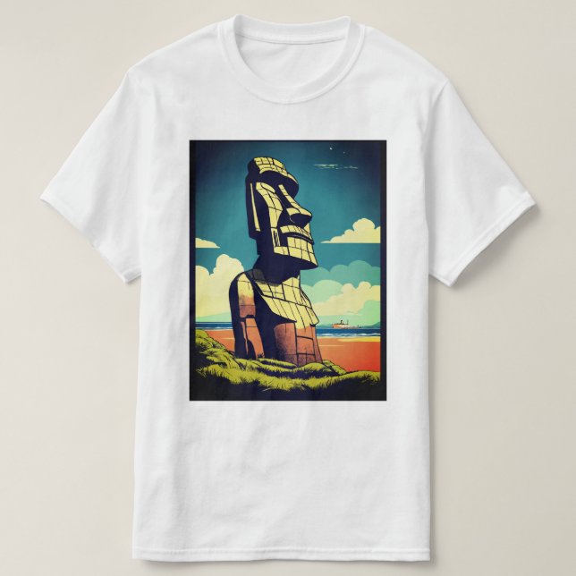 Minimalist Moai Tee - Stylish Rapa Nui T-Shirt Des (Design Front)