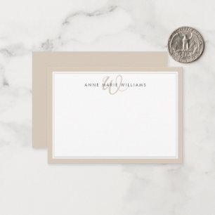 Minimalist Mocha Brown Two Border Monogram Card