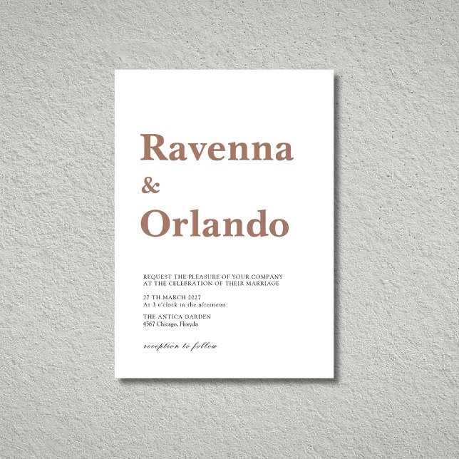 Minimalist Mocha Mousse Simple Modern Wedding Invitation (Creator Uploaded)